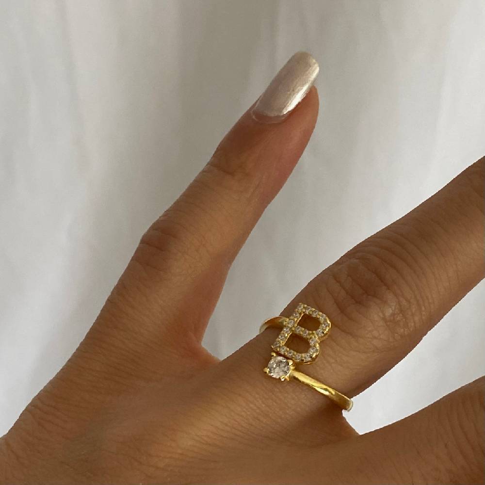 Kardelen Letter Diamond Ring - 925 SILBER Begrenzt auf 3 Tage