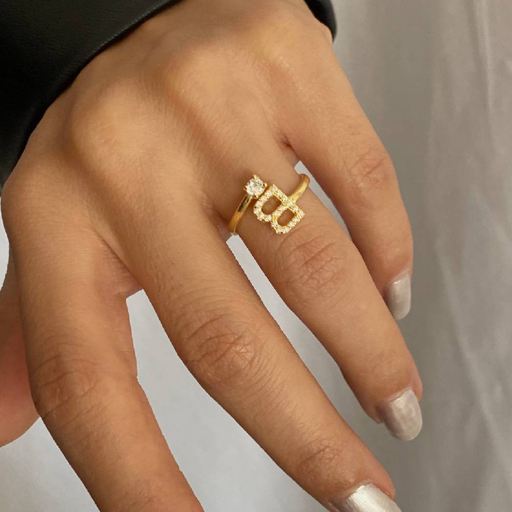 Kardelen Letter Diamond Ring - 925 SILBER Begrenzt auf 3 Tage
