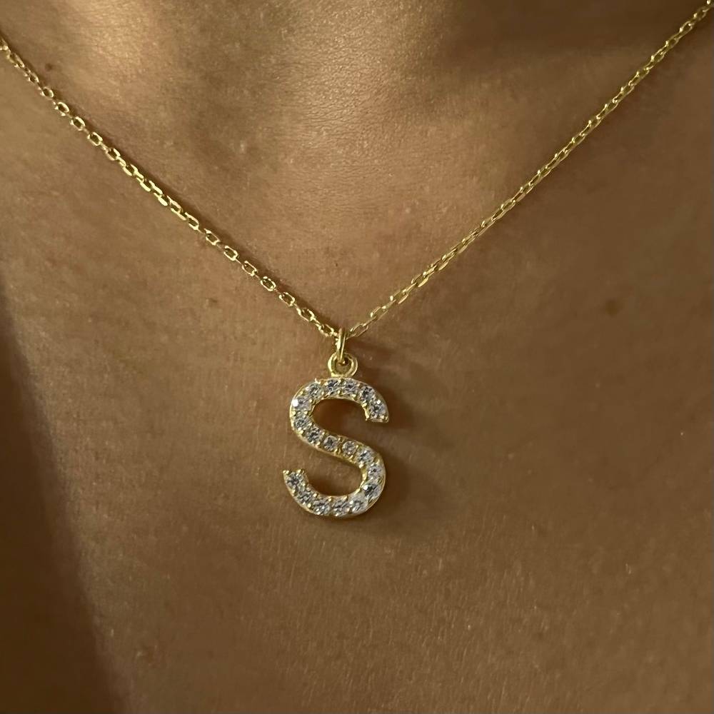 Kardelen Mini One Letter Kette - 925 SILBER Speichern exportieren