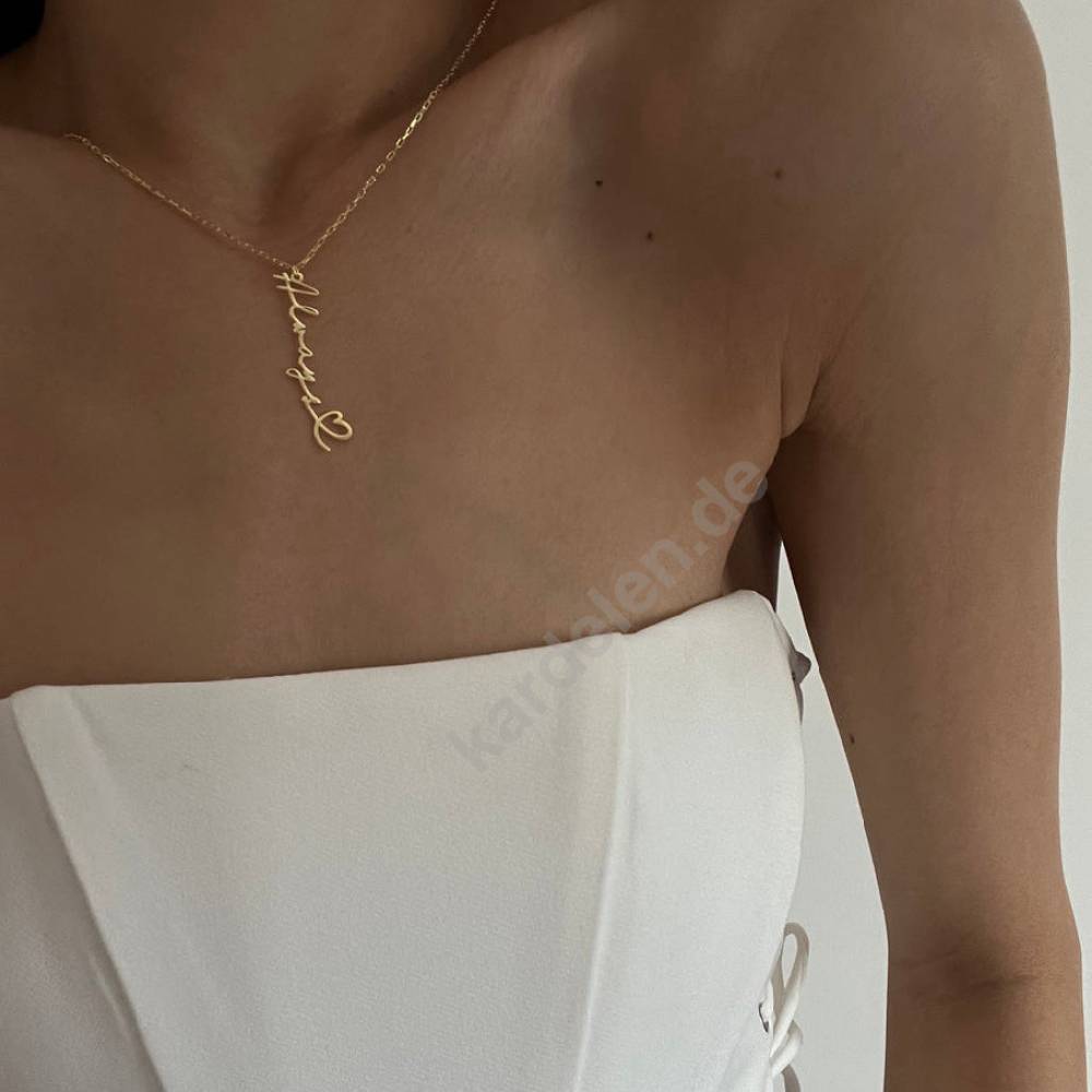 Kardelen 14K GOLD HERZ SYMBOL NAMENSKETTE Exklusivangebot