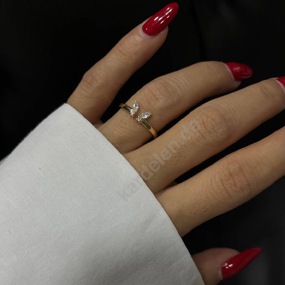 Kardelen 14K Gold Zirkonia Butterfly Ring Heißer Verkauf