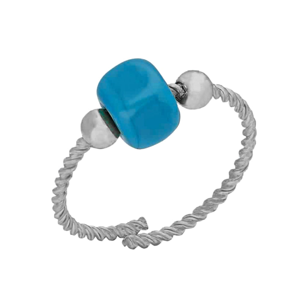 Kardelen Spirale Ring mit Blauen Naturstein - 925 SILBER Wochenangebot