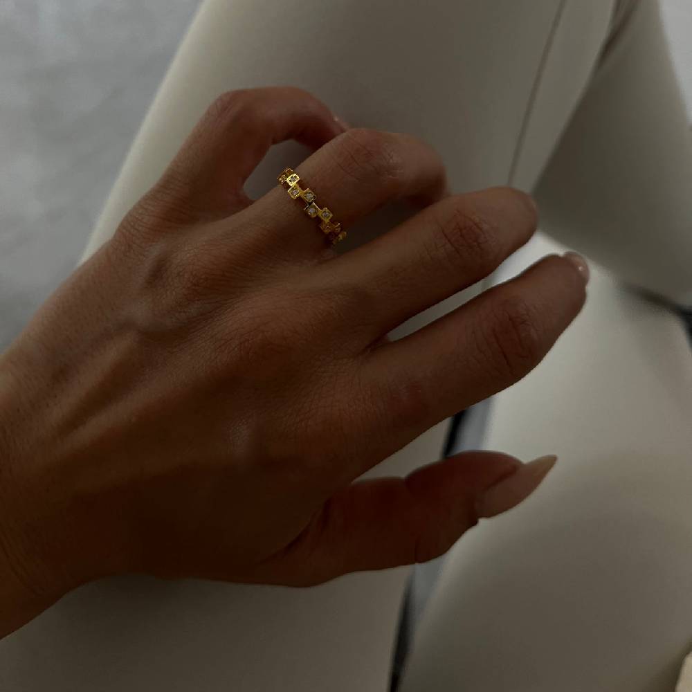 Kardelen Mini Squares Ring - 925 SILBER Zeitbegrenzte Promotion