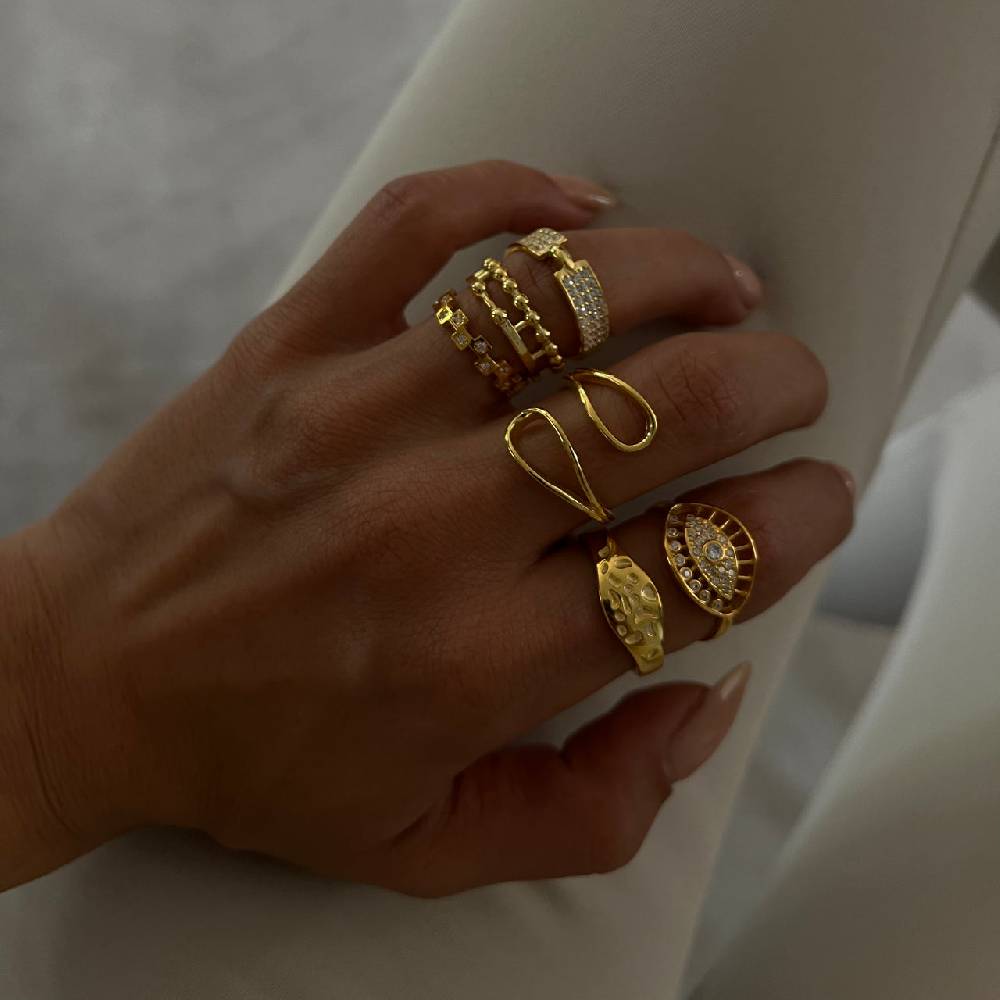 Kardelen Mini Squares Ring - 925 SILBER Zeitbegrenzte Promotion