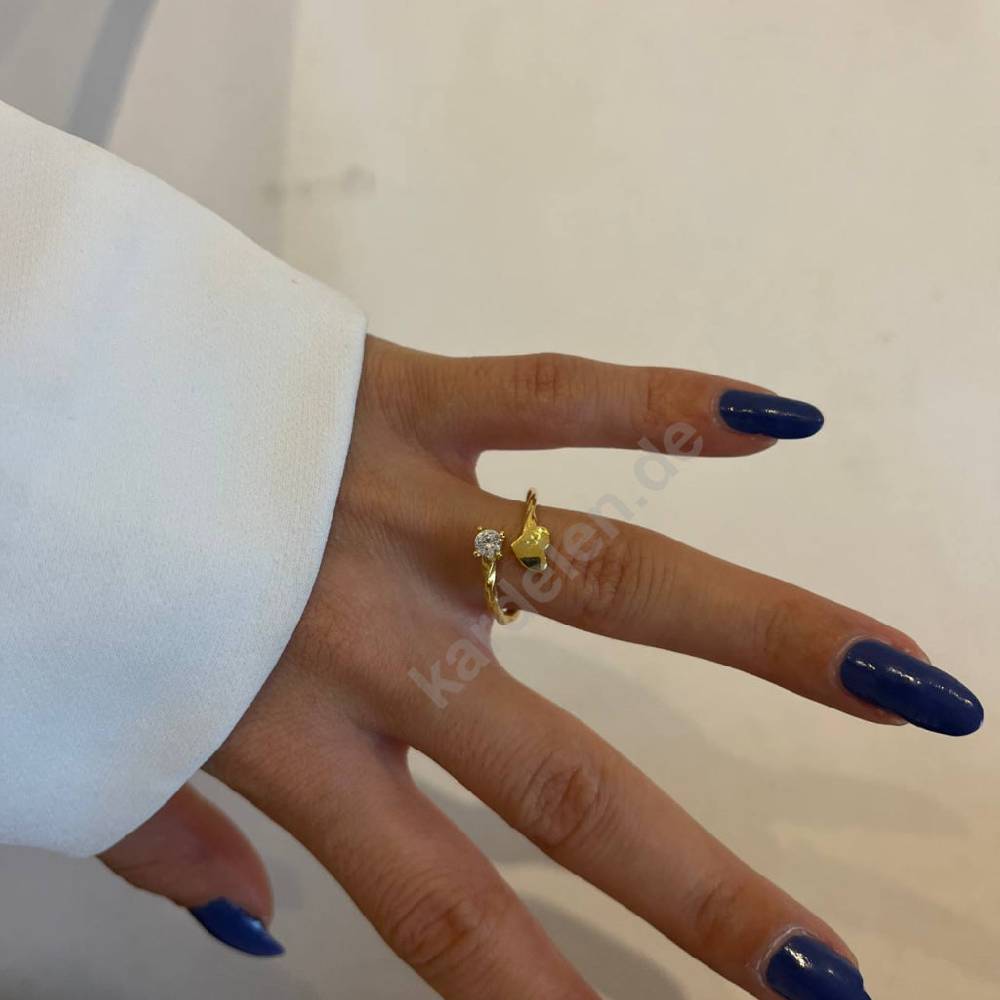 Kardelen Heart Diamond Ring - 925 SILBER Discount Store für neue Produkte