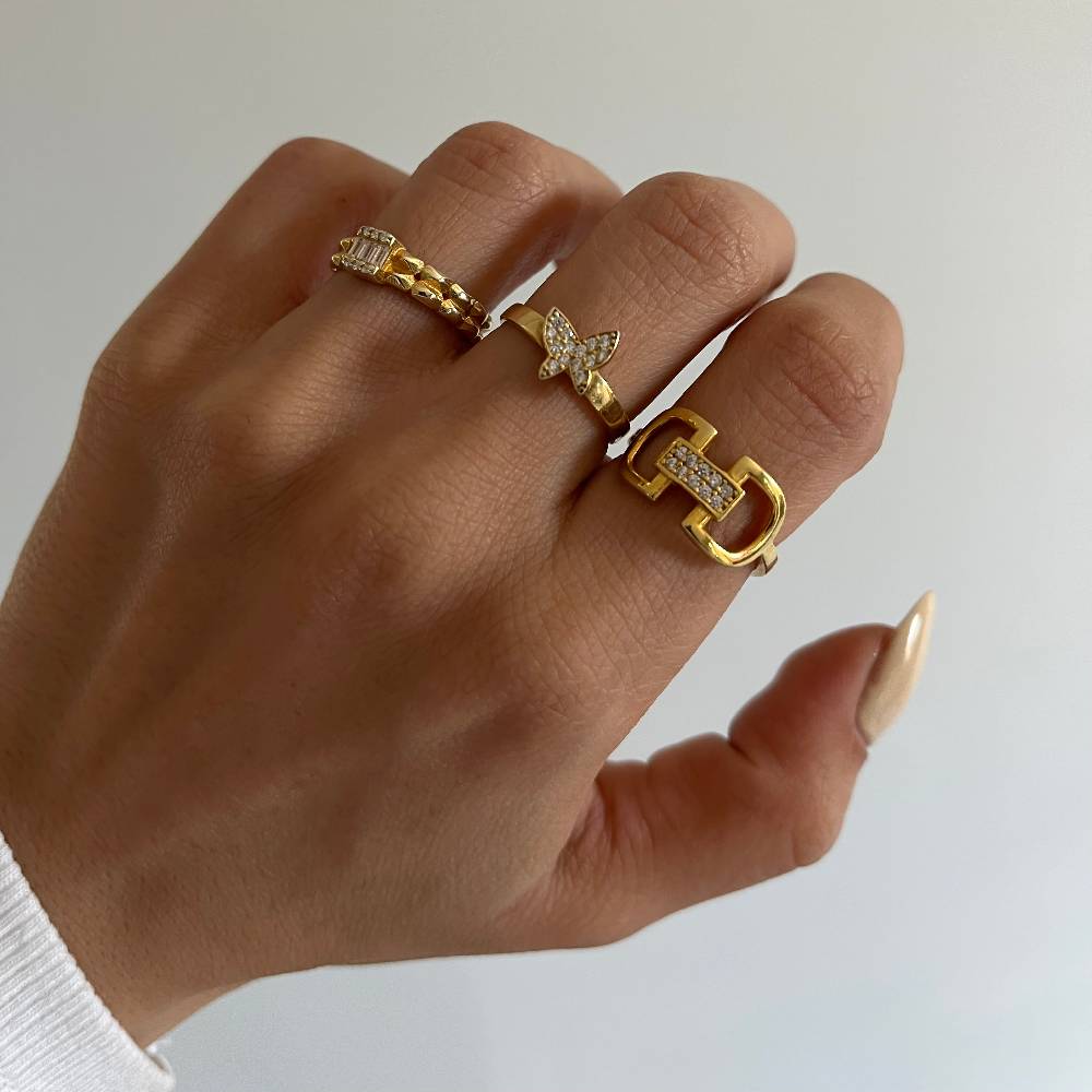 Kardelen Sperren Chain Ring - 925 SILBER Speichern exportieren