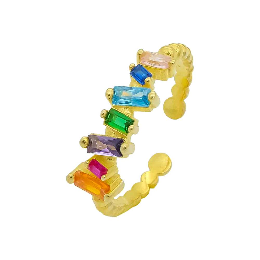 Kardelen Baguette Shift Colorful Ring - 925 SILBER