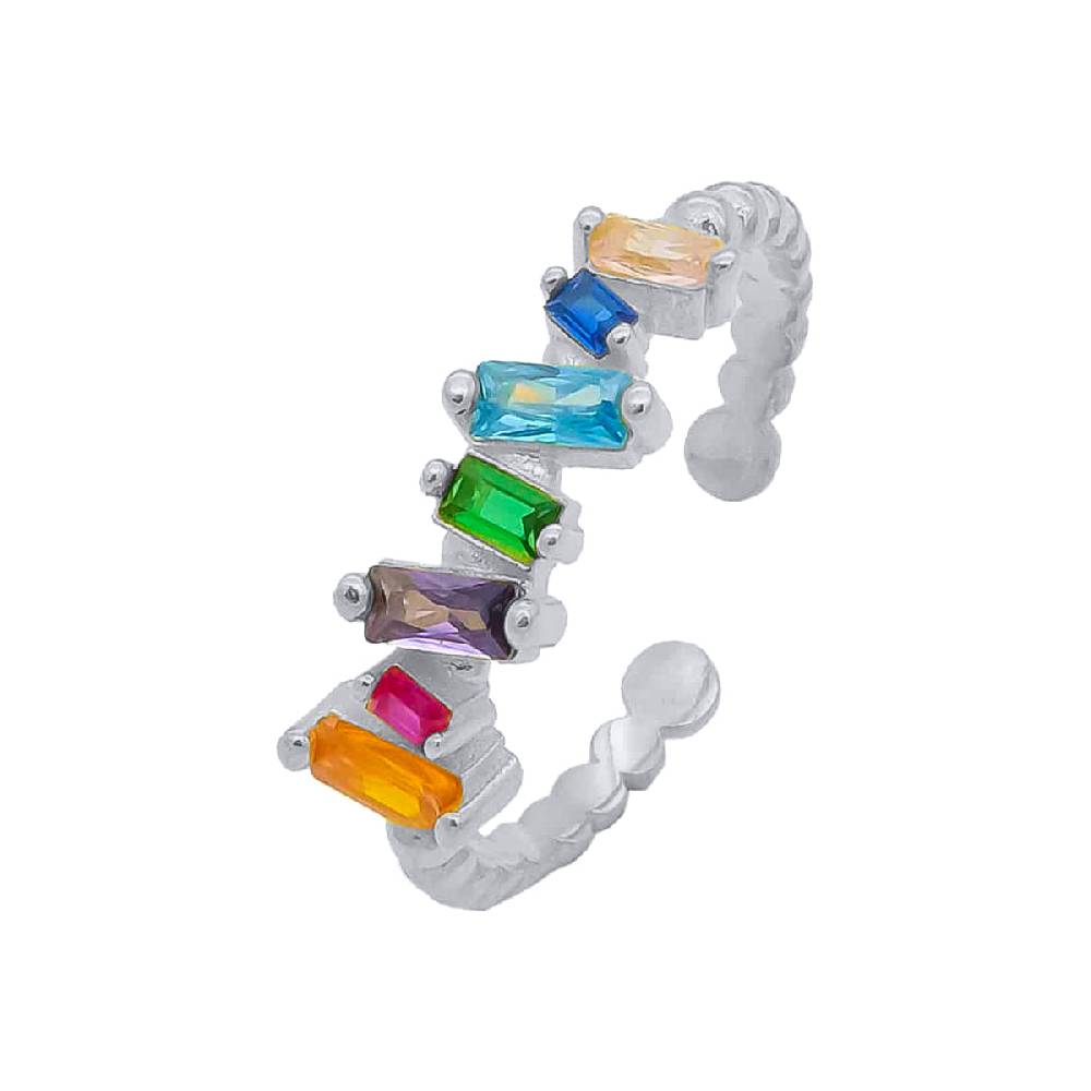 Kardelen Baguette Shift Colorful Ring - 925 SILBER Fabrikpreis