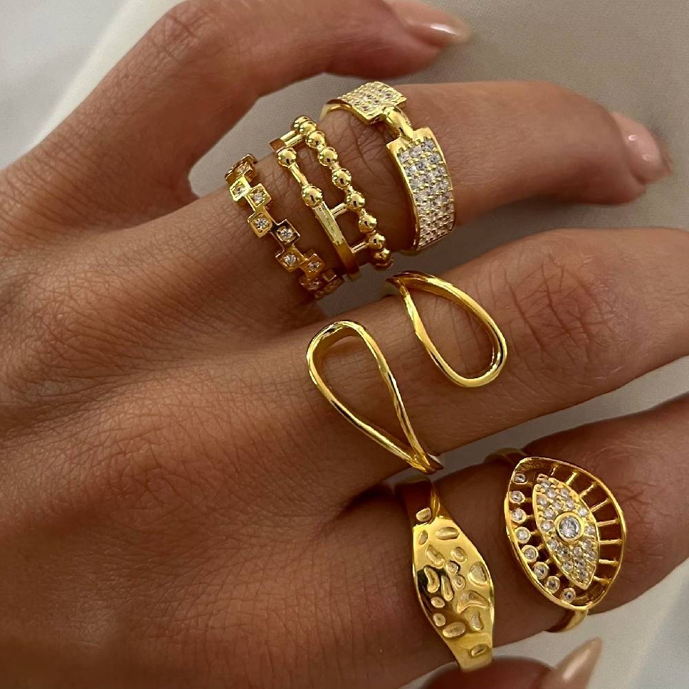 Kardelen Big Zirkonia Augen Ring - 925 SILBER Osterangebot