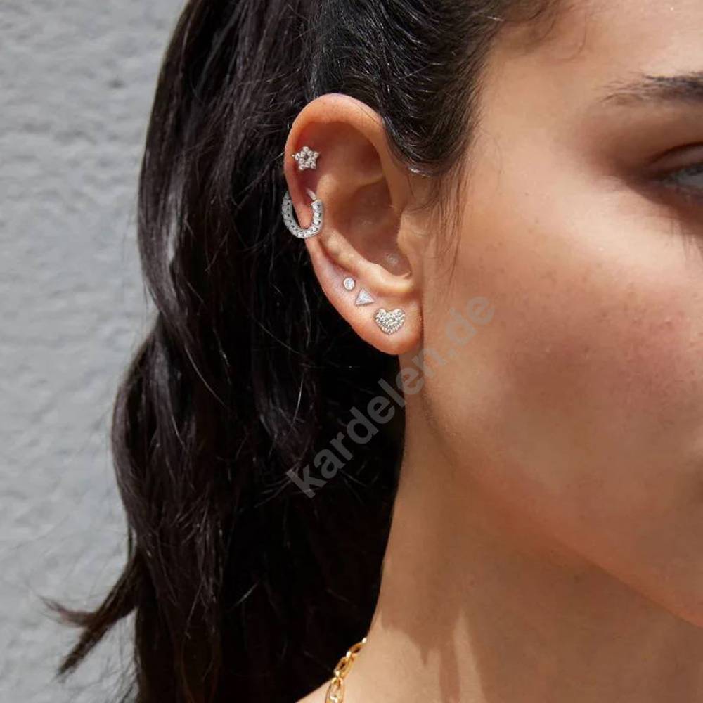 Kardelen VOLLER HERZ ZIRKONIA PIERCING - 925 SILBER Letzter Tag
