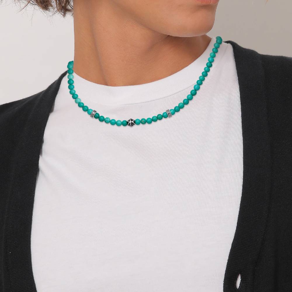 Kuzzoi Halskette Beads Vintage | Howlith (Türkis) Super Sparpreis