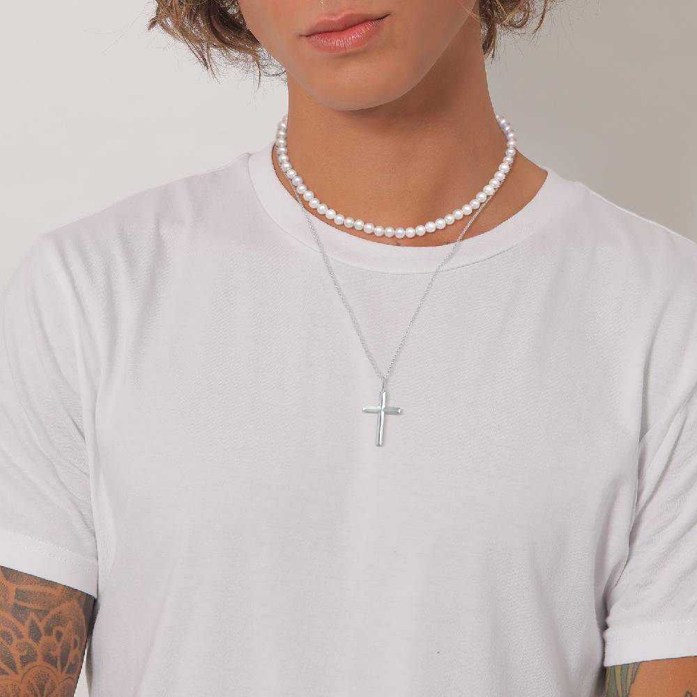 Kuzzoi Halskette Kreuz Anhänger 2er Set | Muschelkernperlen Günstig kaufen