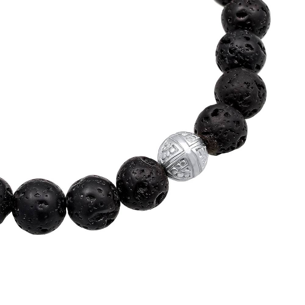 Kuzzoi Armband Kreuz | Lava Steine (Schwarz) Exklusivangebot
