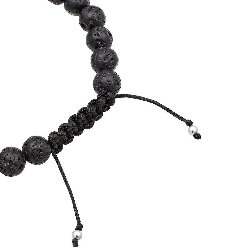 Kuzzoi Armband Kreuz | Lava Steine (Schwarz) Exklusivangebot