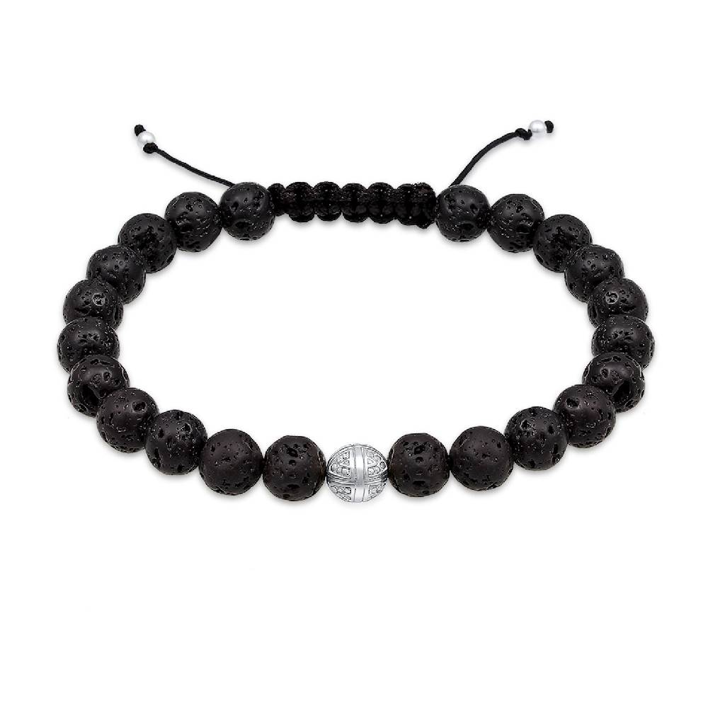 Kuzzoi Armband Kreuz | Lava Steine (Schwarz) Exklusivangebot