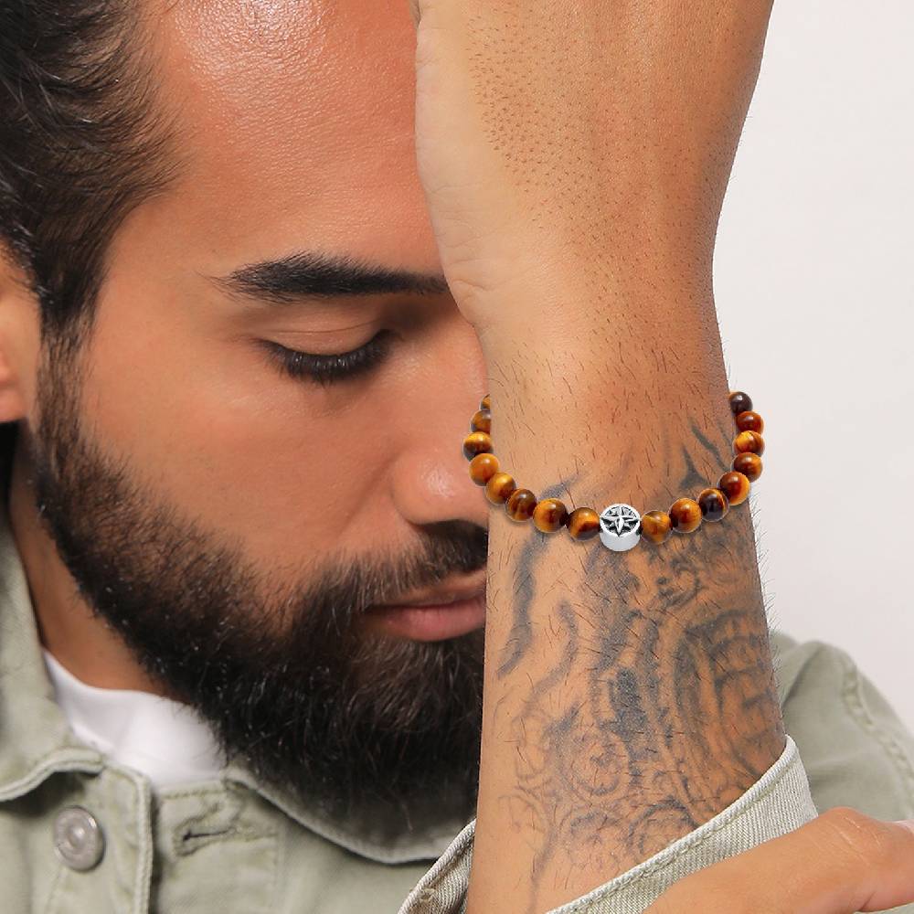 Kuzzoi Armband Kompass | Tigerauge (Braun) Sonderangebote