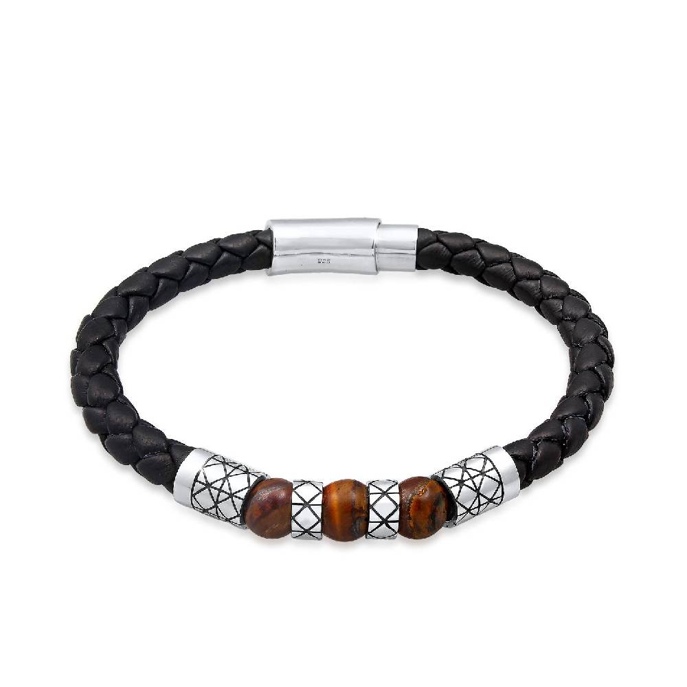 Kuzzoi Armband Kugel | Leder, Tigerauge (Braun) Wochenangebot