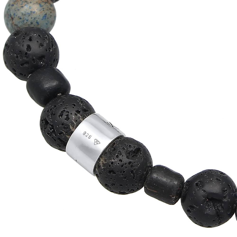 Kuzzoi Armband Kugeln | Lava, Achat (Schwarz, Blau) Letzte 3 Tage