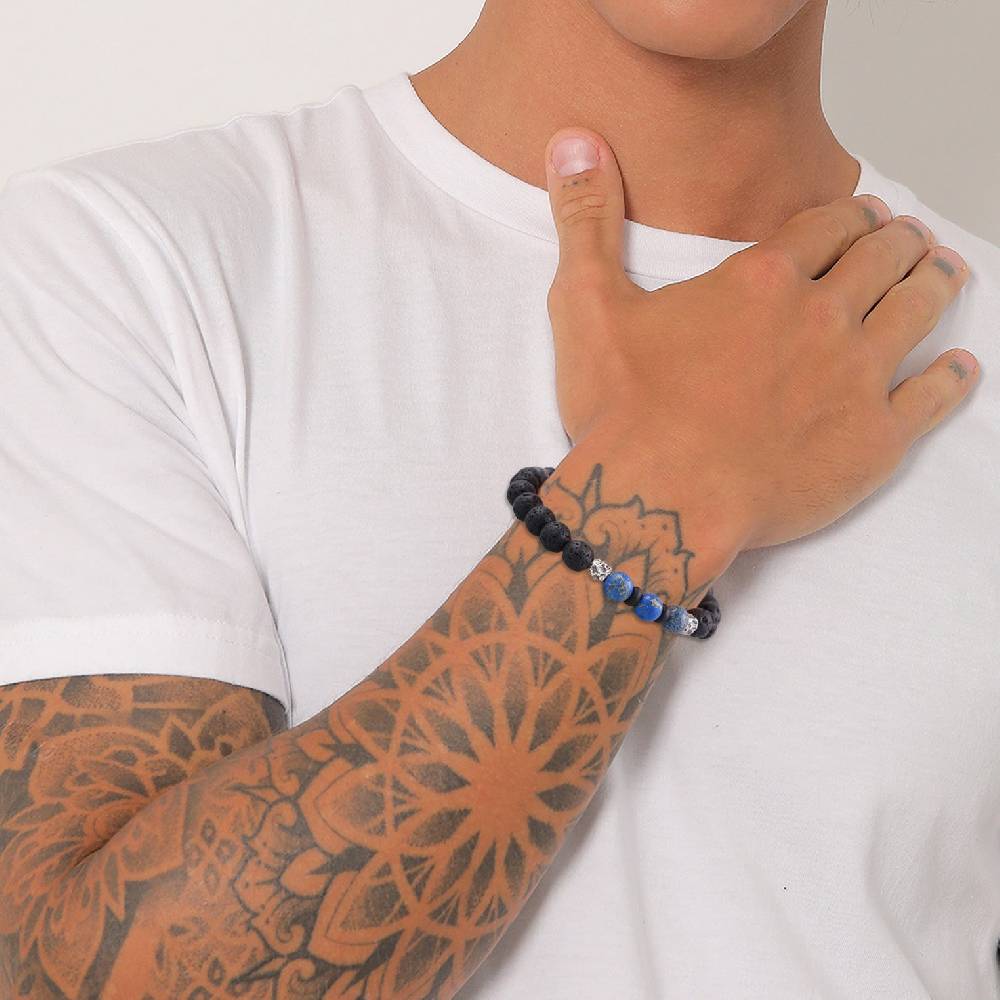 Kuzzoi Armband Kugeln | Lava, Achat (Schwarz, Blau) Letzte 3 Tage