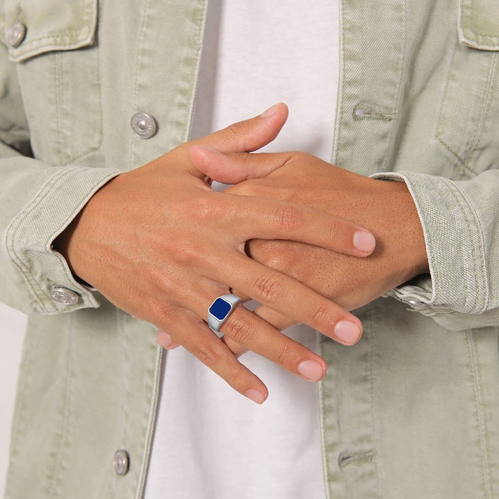 Kuzzoi Siegelring Basic | Emaille (Blau) Große Rabatte