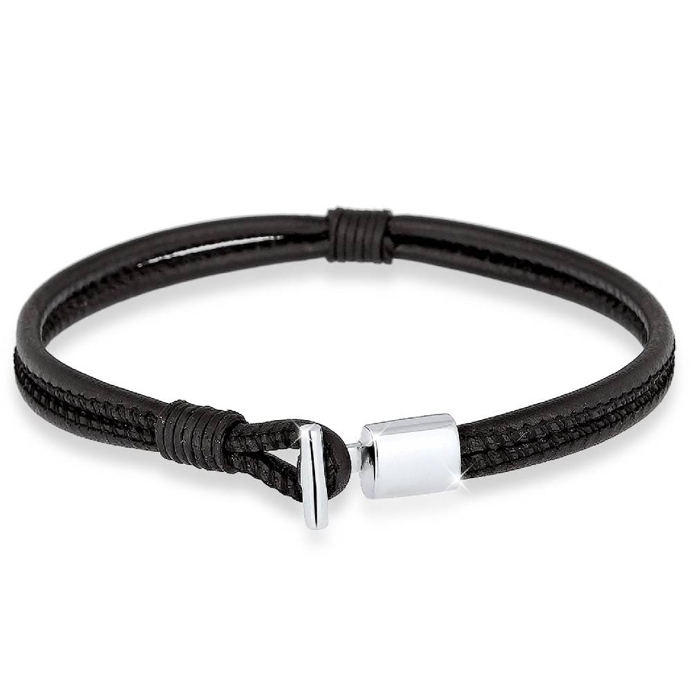 Kuzzoi Armband Haken | Leder (Schwarz) Exklusive Angebote