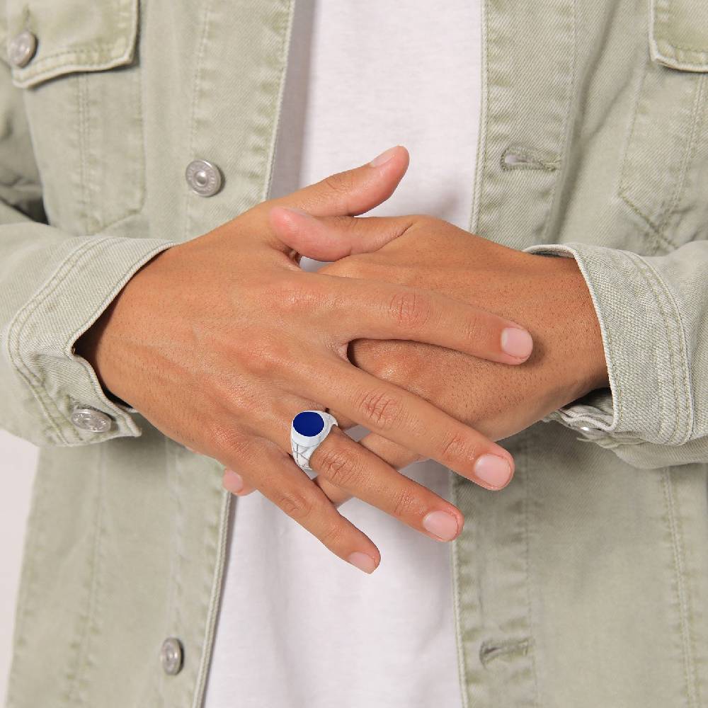 Kuzzoi Siegelring Elegant | Emaille (Blau) Bis zu 60% Rabatt