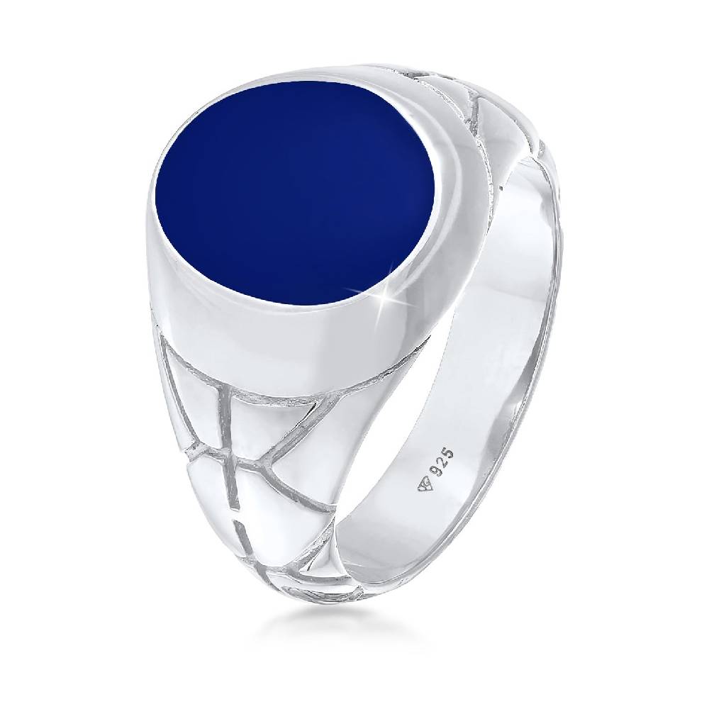 Kuzzoi Siegelring Elegant | Emaille (Blau) Bis zu 60% Rabatt