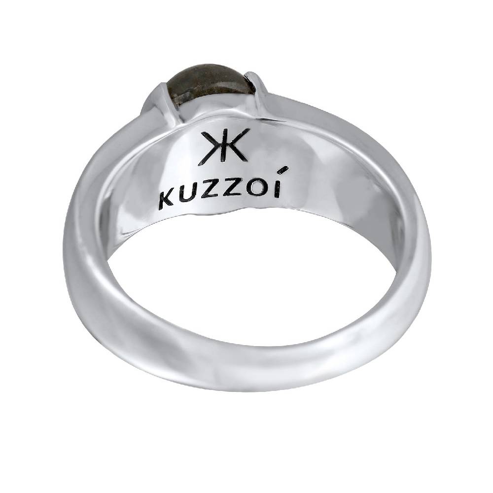 Kuzzoi Siegelring Oval | Labradorit (Grau) Sonderangebot der Fabrik