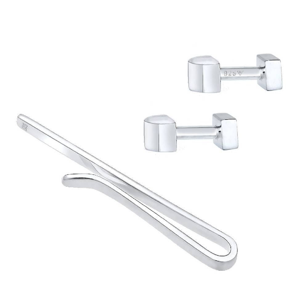 Kuzzoi Schmuckset Krawattennadel Manschettenknöpfe Basic Neueste Mode