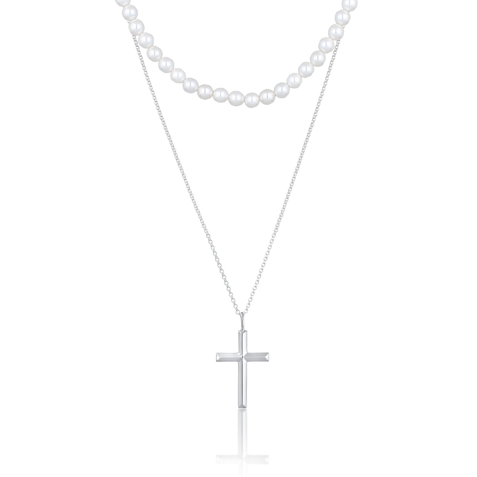 Kuzzoi Halskette Kreuz Anhänger 2er Set | Muschelkernperlen Jubiläumsangebot