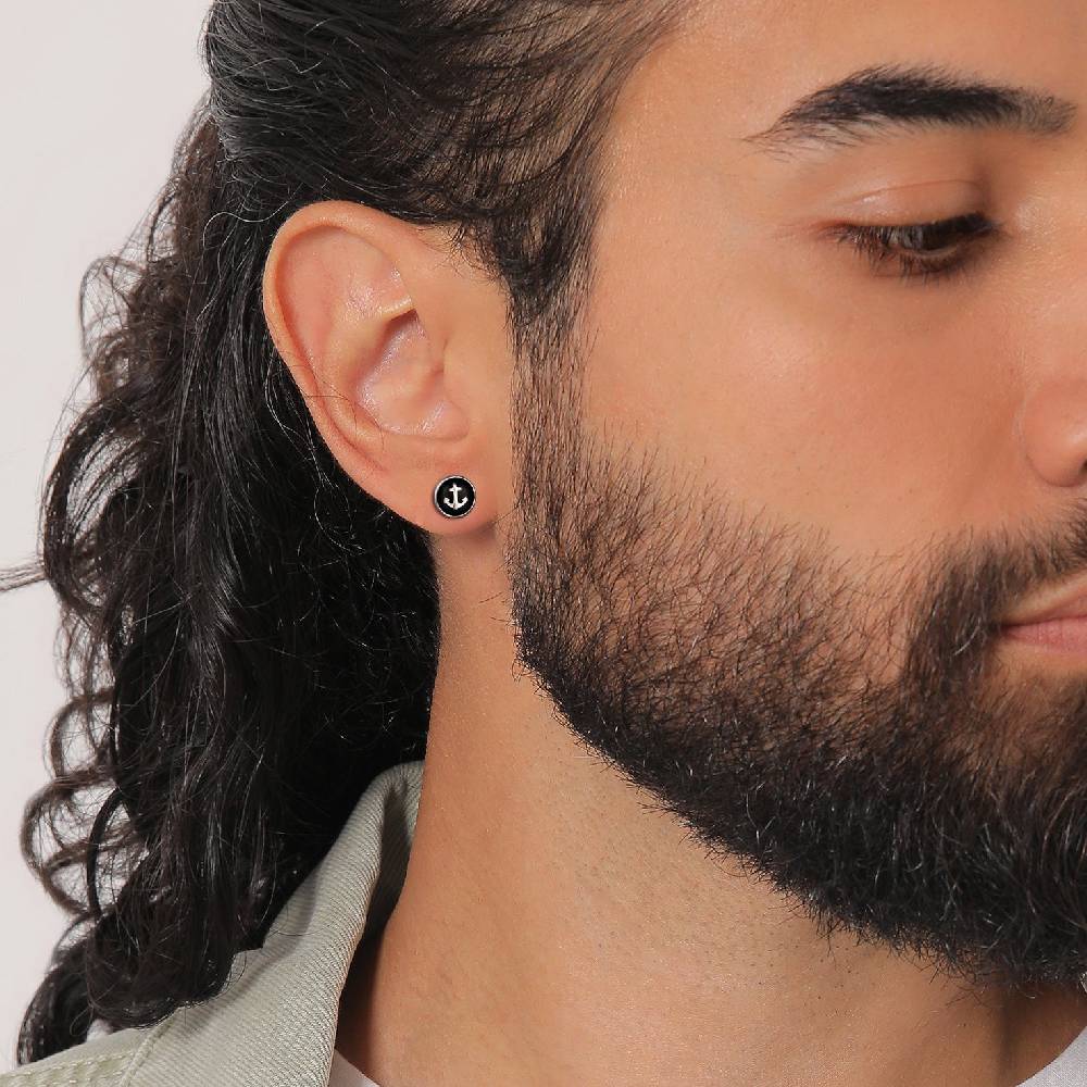 Kuzzoi Ohrstecker Anker | Emaille (Schwarz) Online Outlet