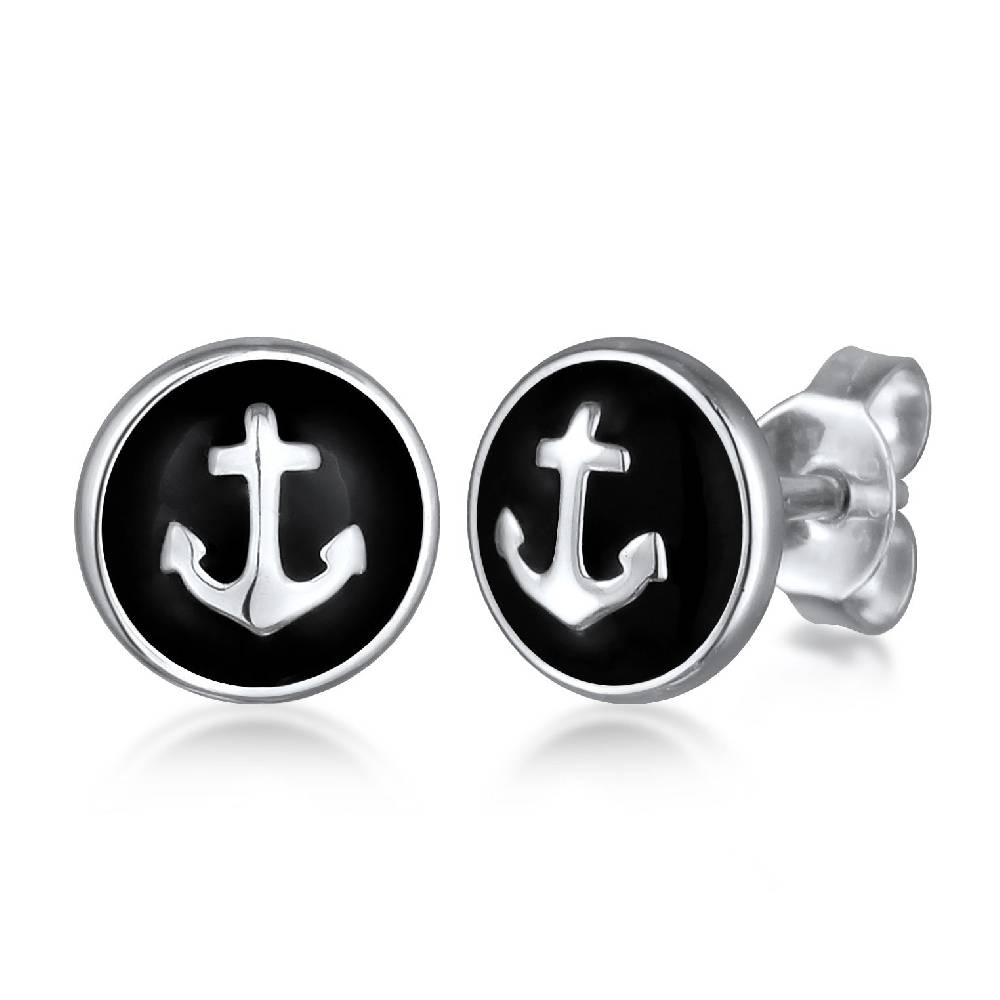 Kuzzoi Ohrstecker Anker | Emaille (Schwarz) Online Outlet