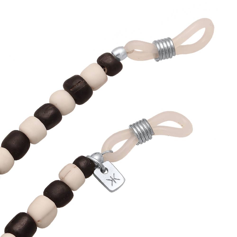 Kuzzoi Brillenkette Beads | Glas Perlen (Schwarz & Weiß) Große Rabatte