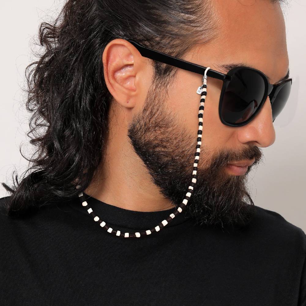 Kuzzoi Brillenkette Beads | Glas Perlen (Schwarz & Weiß) Große Rabatte