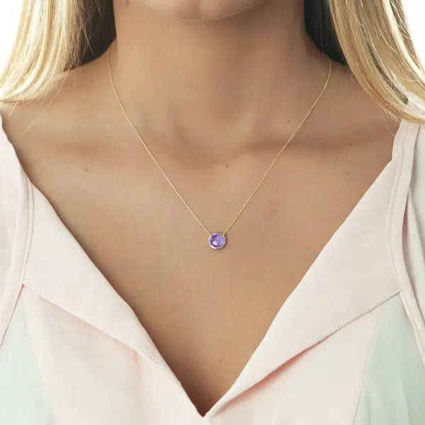 ﻿Leaf Jewelry Halskette Amethyst, 14 K Gelbgold Top Angebot