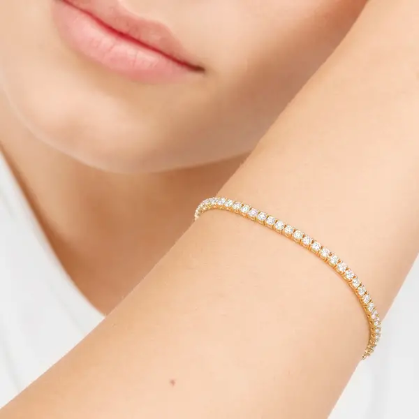 Leaf Jewelry Tennisarmband mit Diamanten, Gelbgold, 3.42ct, 17.0cm Saisonale Angebote