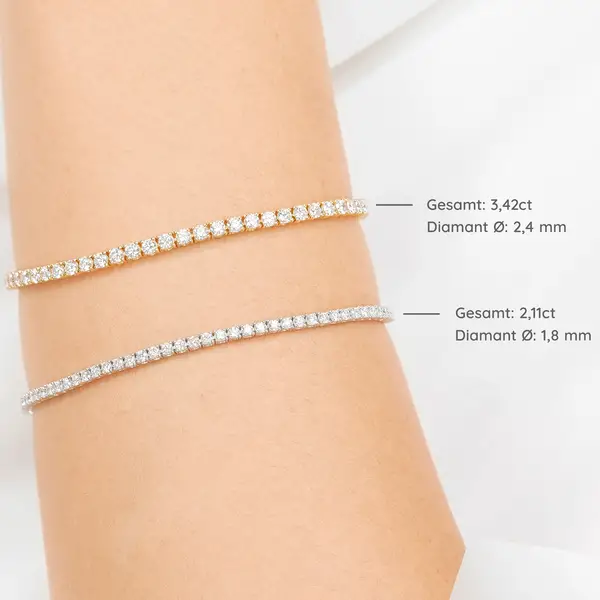 Leaf Jewelry Tennisarmband mit Diamanten, Gelbgold, 3.42ct, 17.0cm Saisonale Angebote