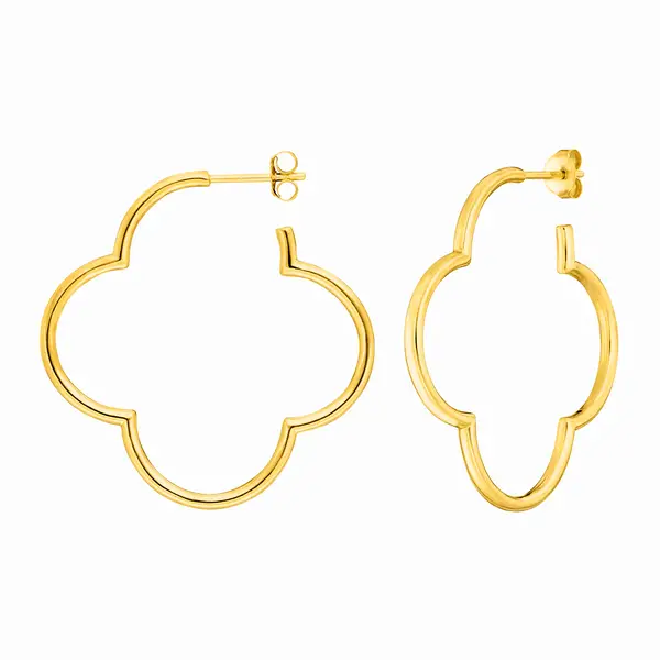 Leaf Jewelry Creole Kleeblatt, 40mm, 14 K Gelbgold Kauf eins, bekomm eins gratis