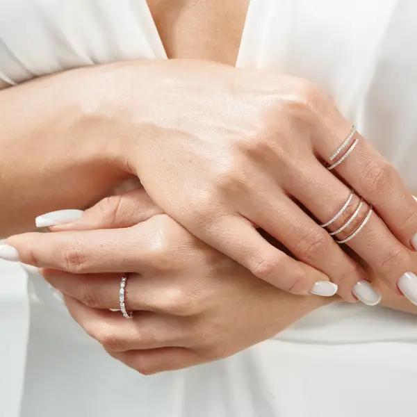 Leaf Jewelry Ring mit Baguette Diamanten, 14K Weißgold Tägliche Deals