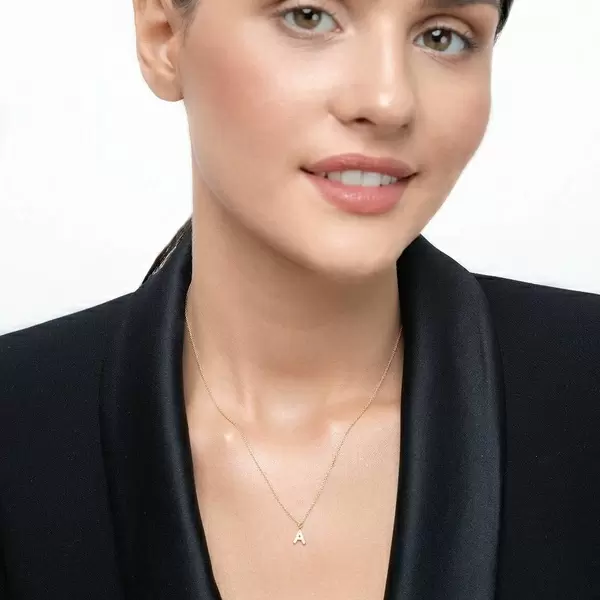 Leaf Jewelry Buchstabenketten, 14 K Gelbgold mit Diamanten Sonderangebote