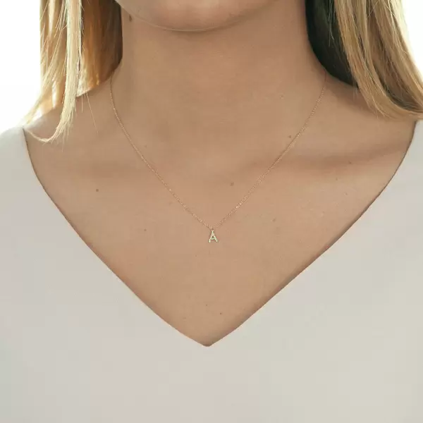 Leaf Jewelry Buchstabenketten, 14 K Rosegold mit Diamanten VIP-Rabatte