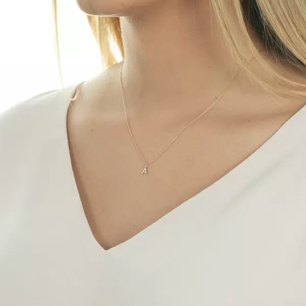 Leaf Jewelry Buchstabenketten, 14 K Rosegold mit Diamanten VIP-Rabatte