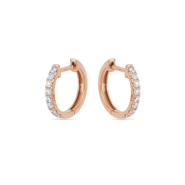 Leaf Jewelry Creole mit Diamanten, 18K Rosegold Tiefpreis