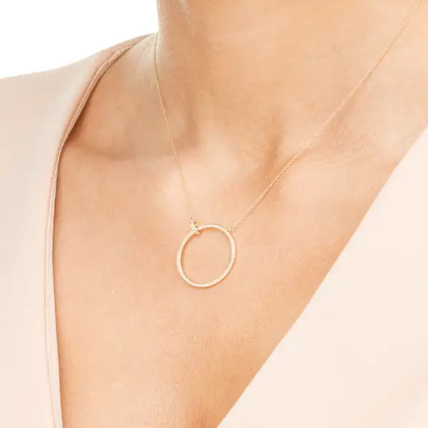 Leaf Jewelry Halskette Circle Groß mit Diamanten, 18 K Gelbgold Wochenangebot