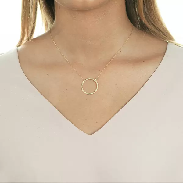 Leaf Jewelry Halskette Circle Groß mit Diamanten, 18 K Gelbgold Wochenangebot