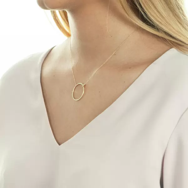 Leaf Jewelry Halskette Circle Groß mit Diamanten, 18 K Gelbgold Wochenangebot
