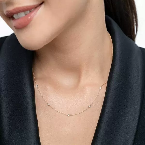 Leaf Jewelry Halskette Pure Quintruple Diamant, 18K Gelbgold Kostenlose Rückgabe