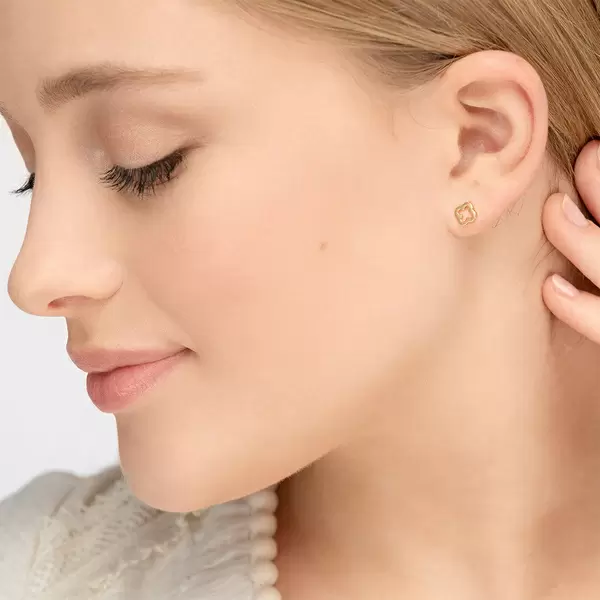 Leaf Jewelry Ohrstecker Clover, 14 K Gelbgold Bis zu 50% Rabatt