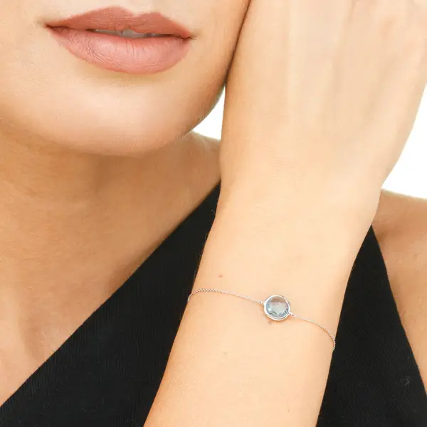Leaf Jewelry Armkette Blue Topaz, 14 K Weissgold Bis zu 60% Rabatt