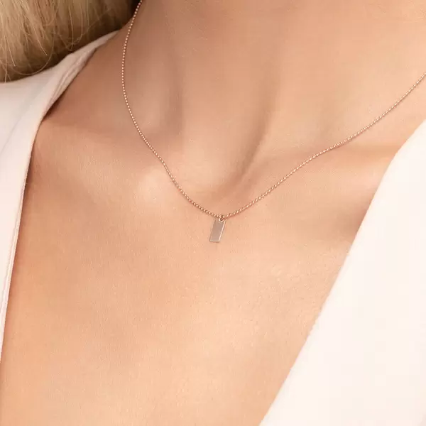 Leaf Jewelry Halskette Tiny Dog Tag, 14 K Rosegold Nur für heute